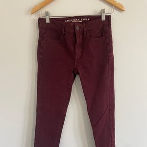 American Eagle High Rise Cranberry Jeggings Size 2